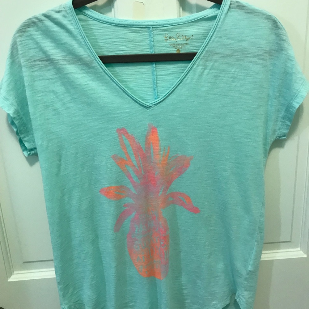 Blue Lilly Pulitzer Top with Pineapple